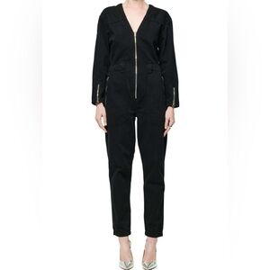 Etica NWT Black Beauty Janai Moto Denim Jumpsuit